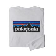 Patagonia Men's Longsleeve P-6 Logo Responsibili-Tee White