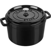 Staub La Cocotte gjutjärnsgryta 4,8 liter, svart blank