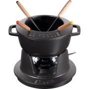 Staub Fondue set 16 cm svart med blank insida