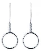 Everneed Daniella - Long Silver Earrings with circle (U)