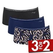 Sloggi Trosor 3P GO Crush Hipster Shorts Svart/Blå bomull Small Dam