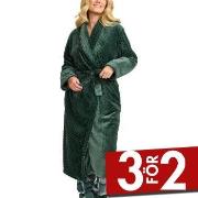 Damella Jaquard Fleece Dressing Gown Grön polyester Small Dam