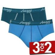 Sloggi Kalsonger 2P For Men Start Midi Blå/Ljusblå bomull Small Herr