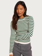 Pieces - Stickade tröjor - Trekking Green Birch Stripes - Pccrista Ls ...