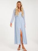 Only - Långärmade klänningar - Cashmere Blue Alva Leaf - Onlamanda L/S...