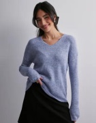 Only - Blå - Onlcamilla V-Neck L/S Pullover Knt