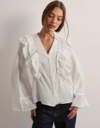 Vero Moda - Vit - Vmkausa Frill Ls Top Wvn Ga