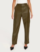 Only - Grön - Onlkim Faux Leather Cargo Pant Cc O