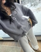 Pieces - Grå - Pcfatima Ls Knit Cardigan D2D Fsy B