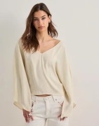 Nelly - Champagne - Satin Slit Blouse