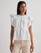 Vero Moda - Vit - Vmisolde Sl O-Neck Frill Top Wvn Ex