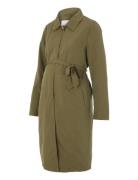 Mlflora Jacket Trench Coat Rock Green Mamalicious