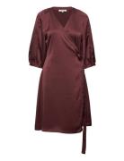 Srharlow Wrap Dress Kort Klänning Brown Soft Rebels