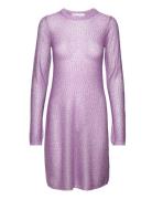 Sequin Knit Long-Sleeve Mini Dress Kort Klänning Purple REMAIN Birger ...