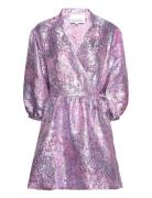 Aya Jacquard Dress Kort Klänning Purple Noella