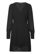 Vmpolliana Ls Short Dress Wvn Kort Klänning Black Vero Moda