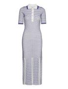 Wave Knit Polo Slit Dress Maxiklänning Festklänning Blue REMAIN Birger...