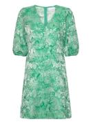 Tulip Button Dress Kort Klänning Green Noella