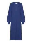 Objmalena L/S Knit Dress Noos Maxiklänning Festklänning Blue Object