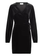 Vikatja L/S Short Velvet Wrap Dress/Ka Kort Klänning Black Vila