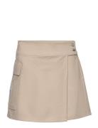 Flannel Wrap Skirt Kort Kjol Beige Calvin Klein Jeans