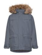 Parka W. Fake Fur Parka Jacka Blue Color Kids