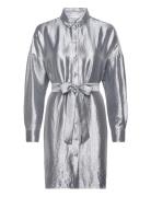 Slfsilva-Tonia Ls Shirt Dress B Kort Klänning Silver Selected Femme