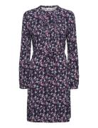 Dress With Dobby Structure Kort Klänning Navy Tom Tailor