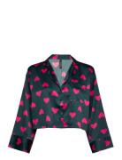 Jacket Ls Satin Hearts Top Black Hunkemöller