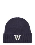 Double A By Wood Wood Vin Logo Beanie Marinblå