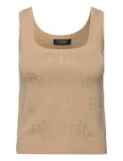 Logo Jacquard Sweater Tank Top Vests Knitted Vests Beige Lauren Ralph ...