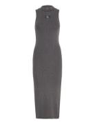 Washed Rib Label Long Dress Maxiklänning Festklänning Grey Calvin Klei...