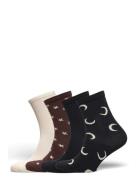 Sock 4 P Stars And Moon Lurex Lingerie Socks Regular Socks Black Linde...