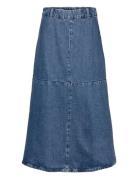 A-Line Denim Skirt Knälång Kjol Blue Mango