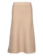 Skirt Knitted A-Shaped Knälång Kjol Beige Tom Tailor