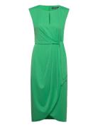 Stretch Jersey Tie-Front Dress Knälång Klänning Green Lauren Ralph Lau...