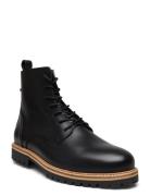 Biasim Lace Up Boot Leather Snörade Stövlar Black Bianco