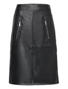 Vipen Hw Coated Skirt Knälång Kjol Black Vila