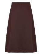 Slfjane Mw Midi Skirt Knälång Kjol Brown Selected Femme