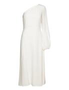 Long Midi Length 1-Shoulder Dress Knälång Klänning White IVY OAK