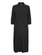 Kabarral Shirt Dress 3/4 Sl Knälång Klänning Black Kaffe