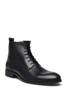 Biabyron Leather Lace Up Boot Snörade Stövlar Black Bianco