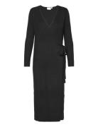 Vicomfy L/S Wrap Knit Dress/Su - Noos Knälång Klänning Black Vila