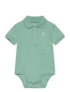 Soft Cotton Polo Bodysuit Bodies Short-sleeved Green Ralph Lauren Baby