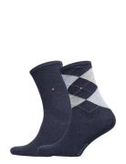 Th Women Check Sock 2P Lingerie Socks Regular Socks Blue Tommy Hilfige...