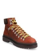 Slhlandon Leather Hiking Boot Snörade Stövlar Brown Selected Homme