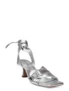 D6Ziya Heeled Leather Sandals Sandal Med Klack Silver Dante6