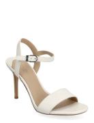 Gwen Lizard-Embossed Leather Sandal Sandal Med Klack White Lauren Ralp...