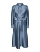 Yasempi Ls Long Shirt Dress Knälång Klänning Blue YAS