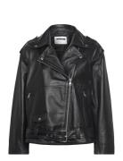 NOISY MAY Nmpaulina Leather Biker Jacket Svart